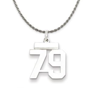 Sterling Silver Athletic Lg Polished Number 79 Necklace - 24 Inch